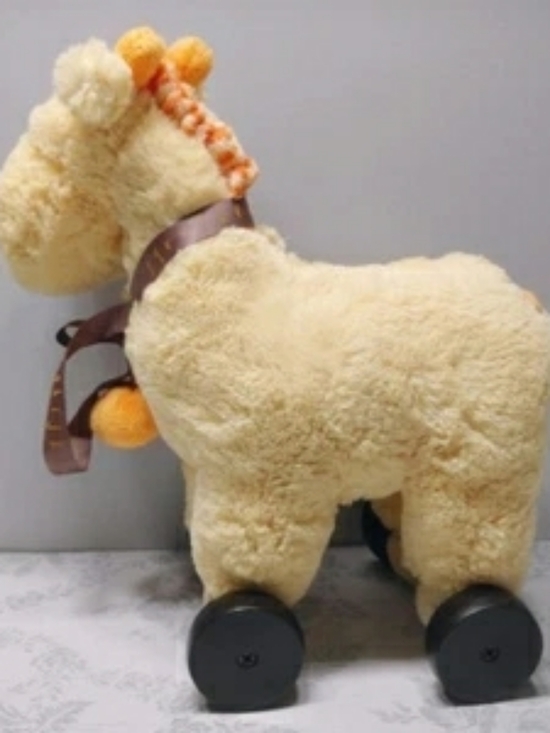 babino Other - 💲5⃣▶PiccoloBambinoPlush Giraffe12.5"w/removable wooden wheels Pull Toy -Vintage